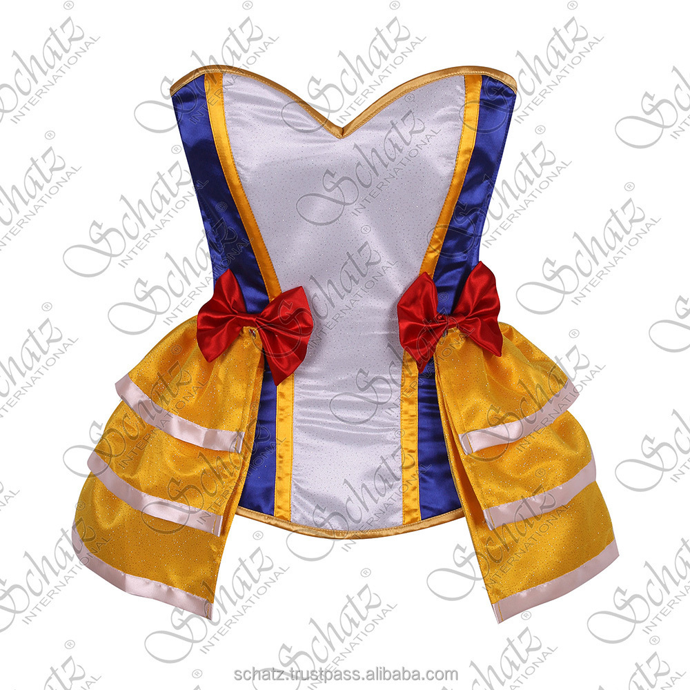 Lavish 5 PC Snow Princess Corset Costume Women Fairy Tale Snow White Sexy Costume Corset Women Vintage Striped Corset Skirt