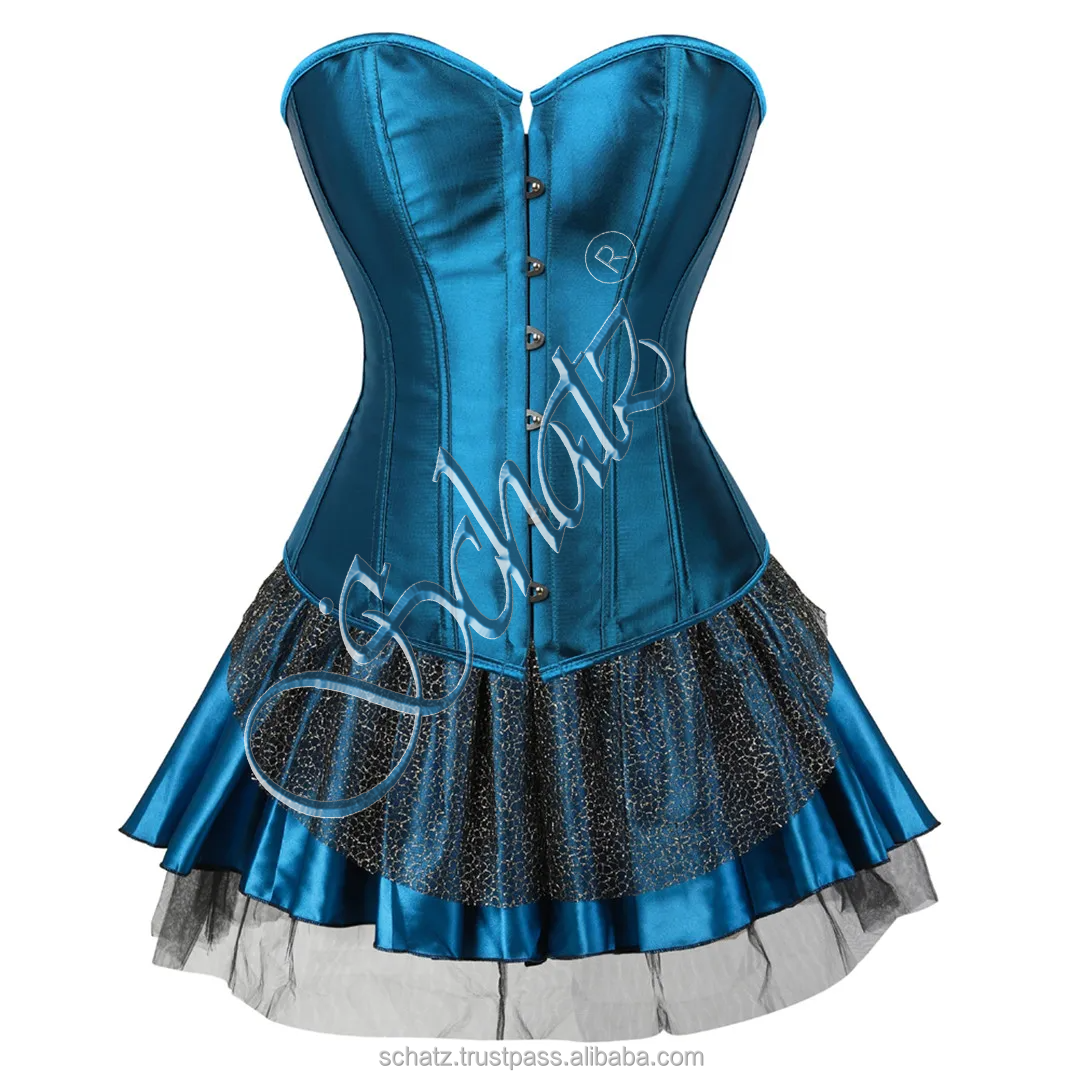 Women Sexy Cosplay Costume Corsets Burlesque Overbust Corset Bustier Top with Mini TuTu Skirt Gothic Fancy Corsets Dresses