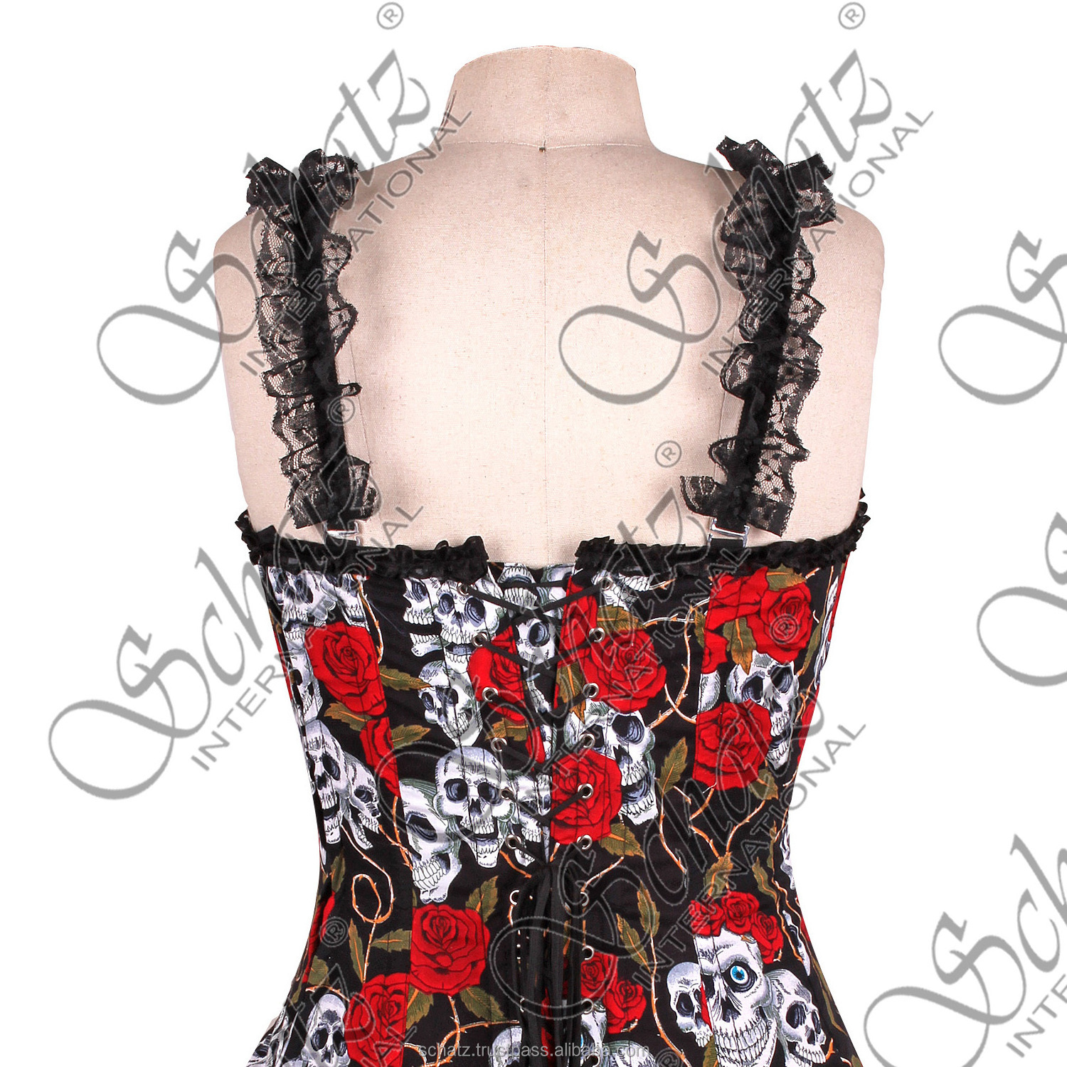 Quirky Short Living Dead Souls & Roses Dress Size L Boned & Net Underskirt Living Dead Souls dresses BANNED Roses Print Corset