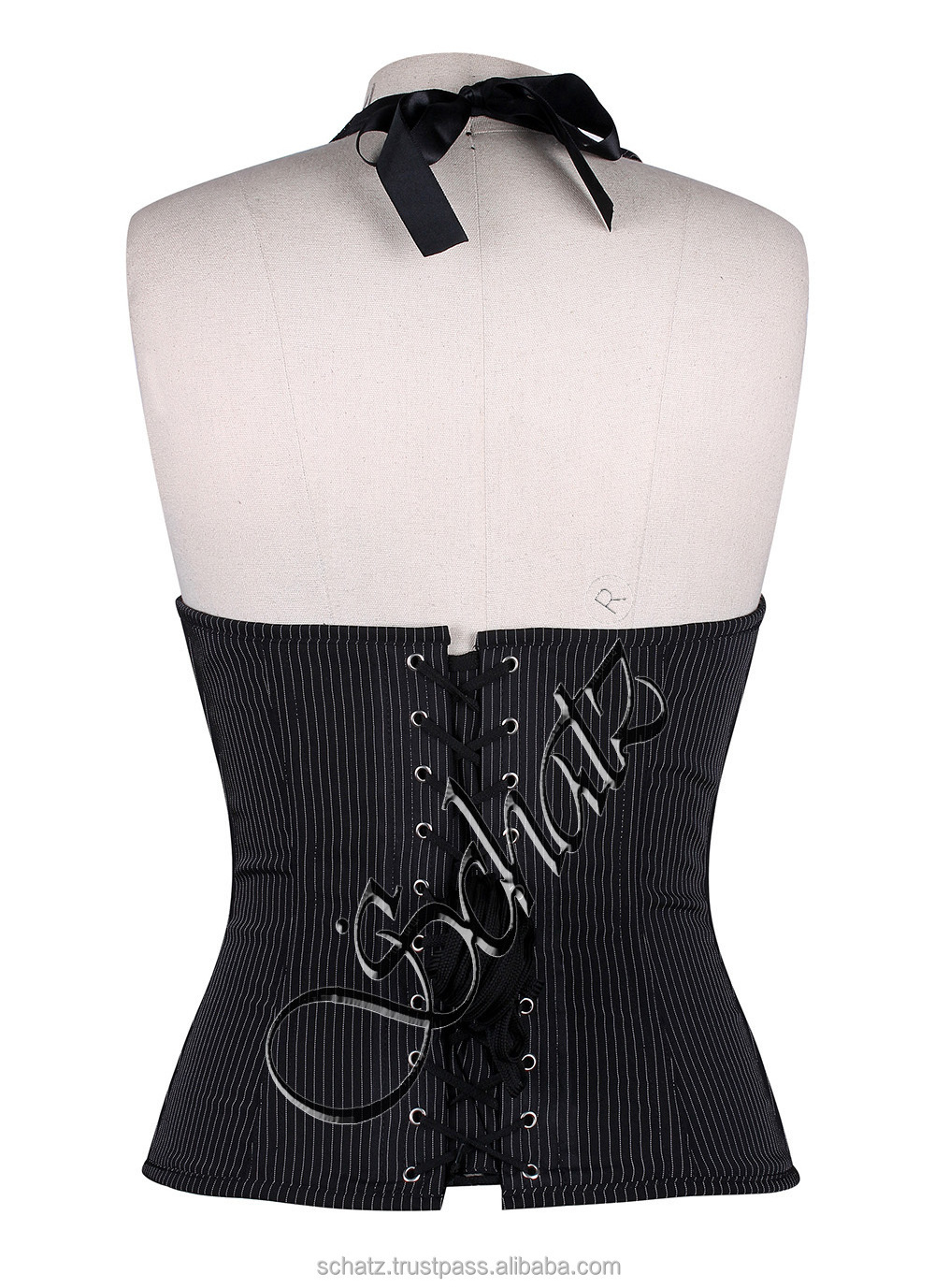 New Corset Womens Halter Striped Waistcoat Work Office V Neck Sleeveless Vest Pinstripe Jacket Zipper Corsets And Bustiers Coat