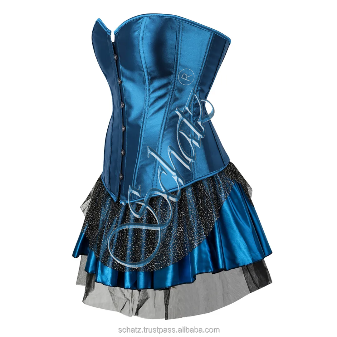 Women Sexy Cosplay Costume Corsets Burlesque Overbust Corset Bustier Top with Mini TuTu Skirt Gothic Fancy Corsets Dresses