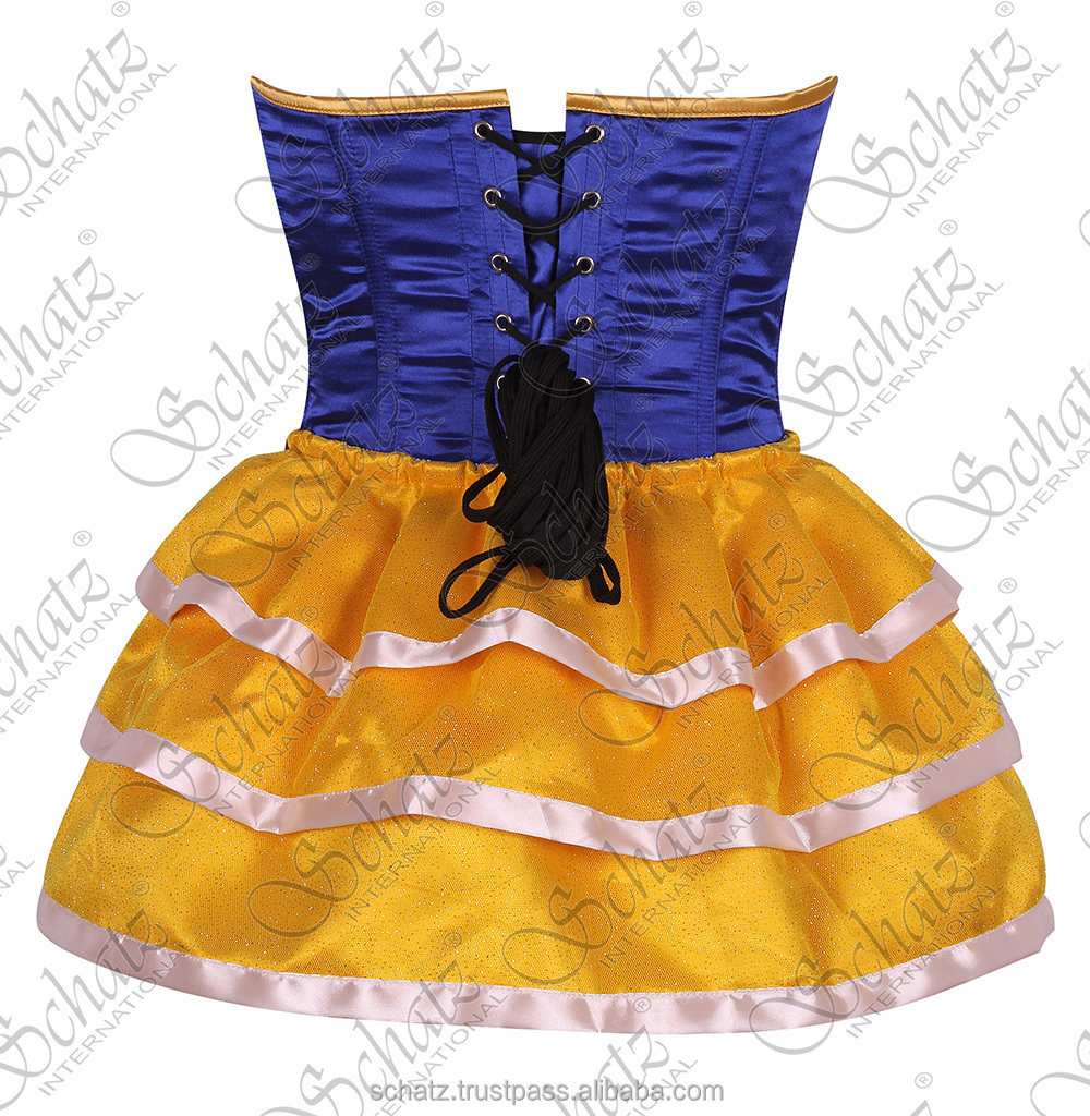 Lavish 5 PC Snow Princess Corset Costume Women Fairy Tale Snow White Sexy Costume Corset Women Vintage Striped Corset Skirt