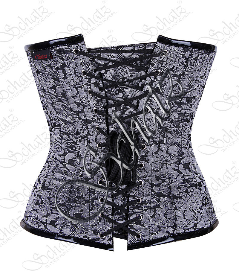 Corset Brocade and Leather 3 Layer Underbust Corset made of High quality Brocade and Patent Fabrics Shaper Crop Corset