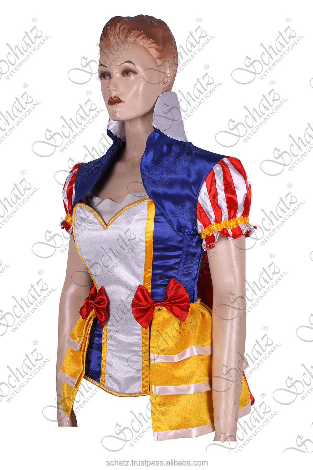 Lavish 5 PC Snow Princess Corset Costume Women Fairy Tale Snow White Sexy Costume Corset Women Vintage Striped Corset Skirt