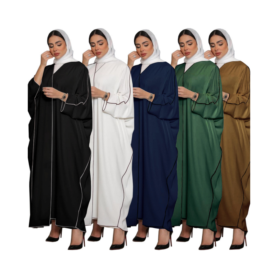 Muslim Plus Size Robe White Patchwork Women's 2 pieces set abaya Middle Eastern European American Long Dresses