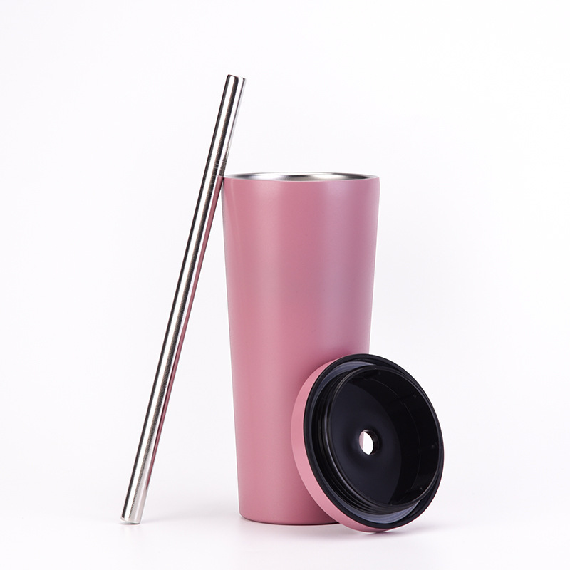 Factory 710ml 24oz stainless steel double wall reusable stainless steel coffee tumbler bubble tea reusable cup with straw