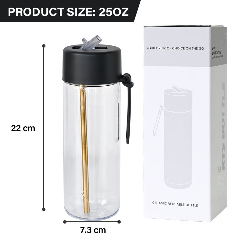 Custom eco-friendly frank green 25oz 740ml transparent clear juice jug coffee drinking tritan plastic water bottles with straw