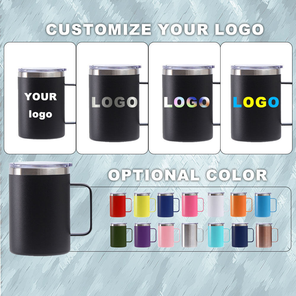 High quality 12oz 14oz 16oz insulated thermal custom logo double wall stainless steel travel coffee mugs with lid