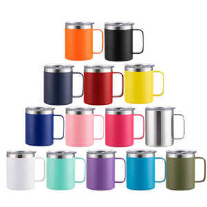 High quality 12oz 14oz 16oz insulated thermal custom logo double wall stainless steel travel coffee mugs with lid