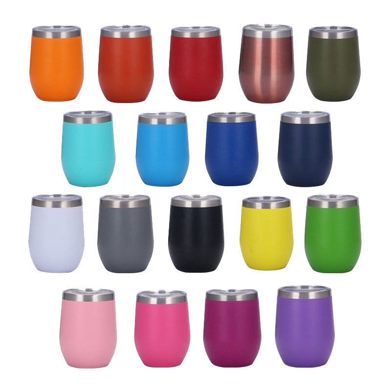 Custom logo double wall vacuum vasos termicos 12 oz tumblers wholesale bulk 12oz Stainless Steel Swig Wine Tumbler with lid