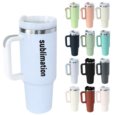 Custom Quencher H2.0 stainless steel double walled coffee mug metal cup 40 oz tumbler with handle sublimation