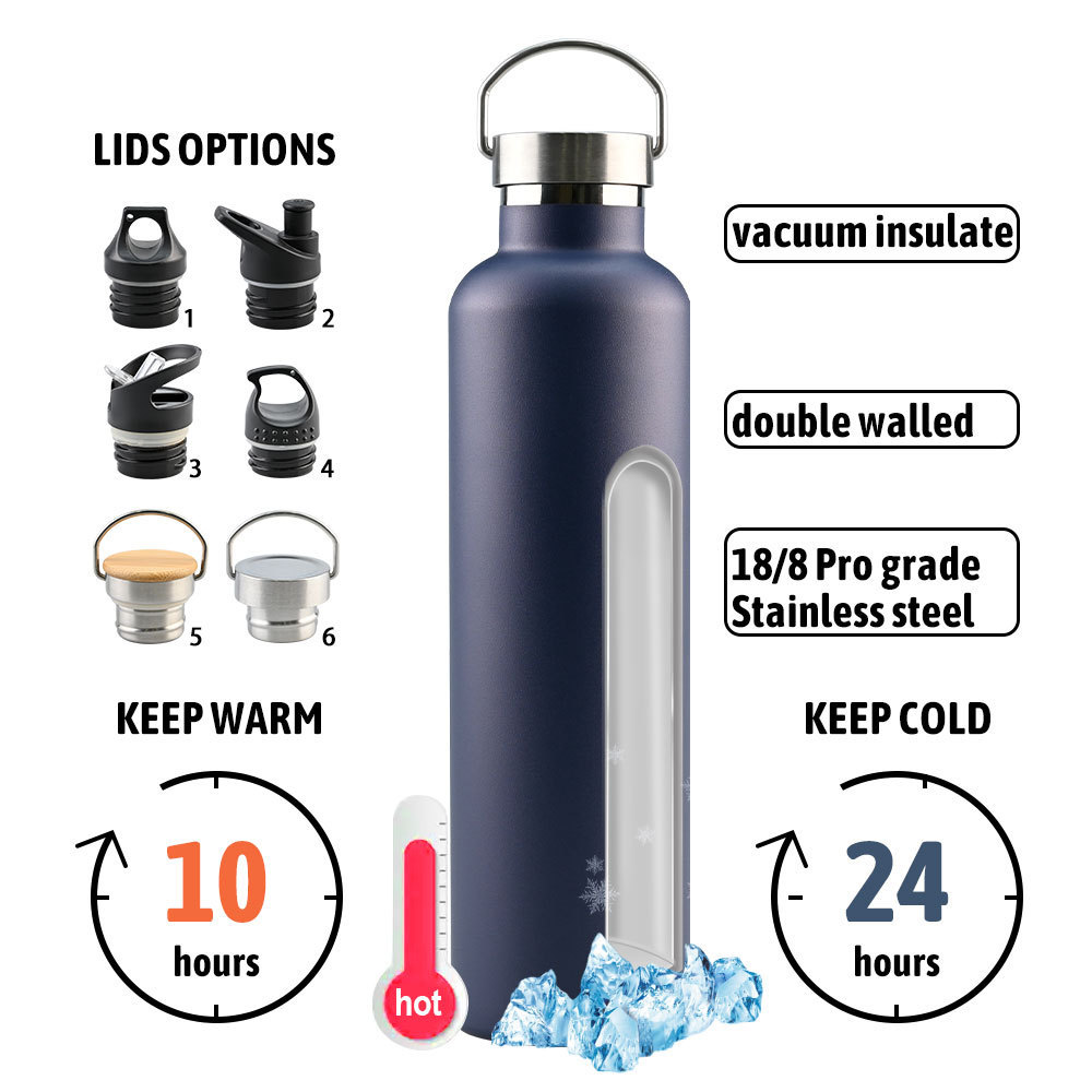 Custom 12oz 17oz 20oz 25oz 32oz Big Mouth Double-Wall Thermal Insulated Stainless Steel Sports water Bottle thermos vacuum flask