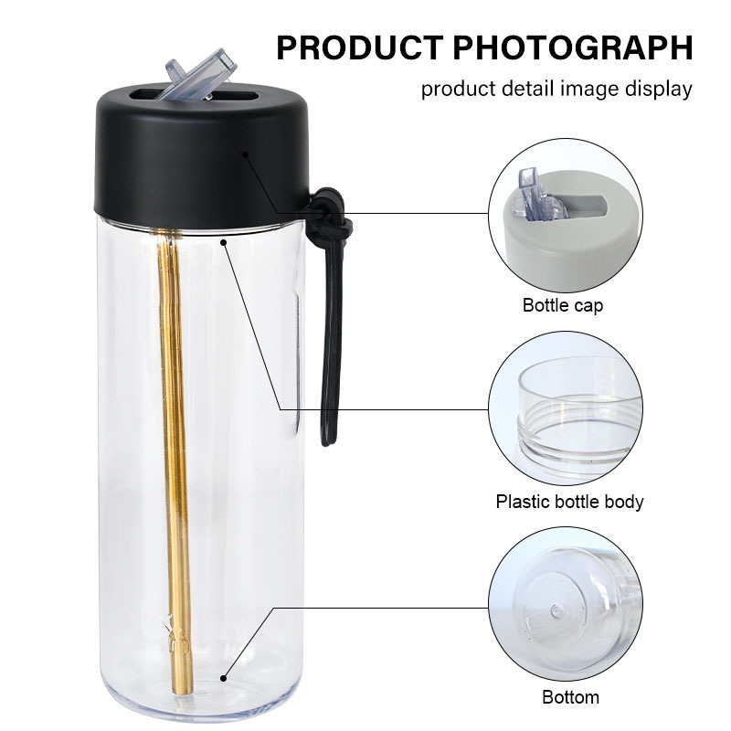 Custom frank green water bottle plastic eco-friendly 25oz 25 oz clear juice jug coffee drinking tritan water bottle with straw