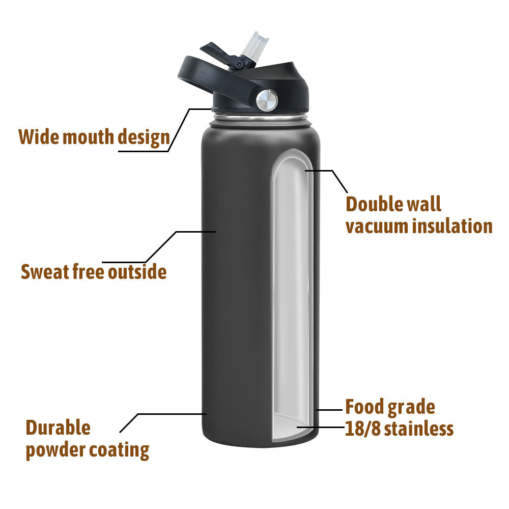 Custom eco friendly 12oz 16oz 18oz 32oz stainless steel tumbler drinking water bottle double wall vacuum flask thermal