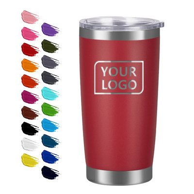 custom travel mug stainless steel cup powder coated double wall vacuum 20oz 20 oz tumbler insulated coffee mug with lid