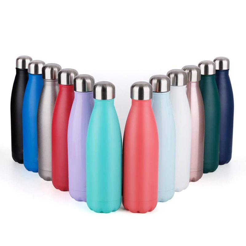 Wholesale Stainless Steel 750ml Single Walled Leak Proof  Vacuum Thermal Insulated Sports Cola Shaped Water Bottle