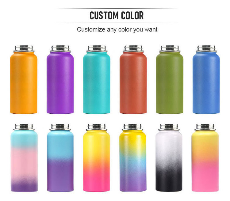 Factory supply 12 16 22 32 40 oz running sport thermos vacuum insulated flask stainless steel drinking water bottles