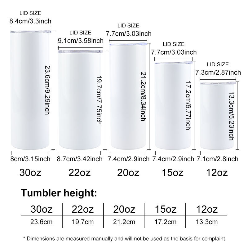 USA Warehouse 20 oz straight blanks stainless steel cup double walled 20oz skinny sublimation tumblers with straw