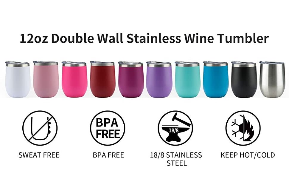 12oz double walled stainless steel insulated stemless wine glass 12 oz coffee beer cup tumbler