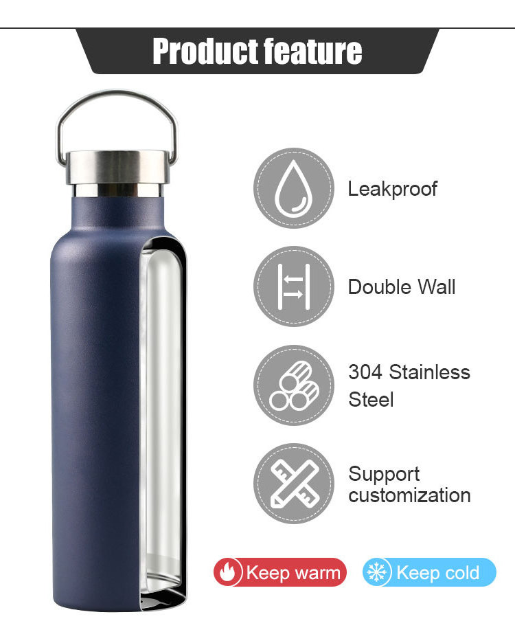 OEM 1 liter vaccum insulated double wall stainless steel water bottle with handle lid