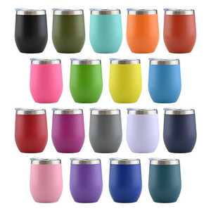 Custom logo 12oz egg shape double wall stainless steel vacuum insulated wine tumblers