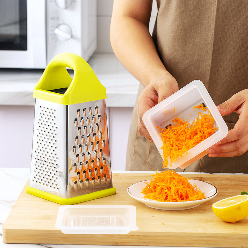 Professional Stainless Steel 4 Sides Box Cheese Handheld Kitchen Food Shredder Grater for Parmesan Cheese Vegetables Ginger