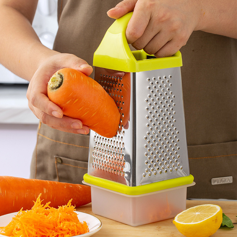 Professional Stainless Steel 4 Sides Box Cheese Handheld Kitchen Food Shredder Grater for Parmesan Cheese Vegetables Ginger