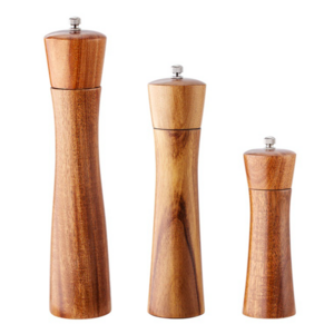 8inches Professional Chef Tableware Acacia Wood Manual Pepper and Salt Mill Rubber Wooden Pepper Grinder