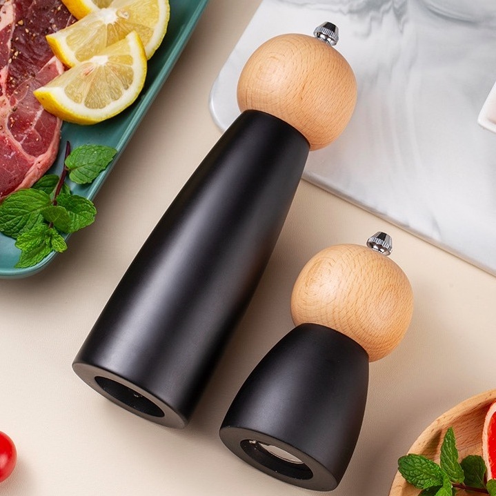 Refillable Adjustable Coarseness Wood Pepper Grinder Mill Wooden Ceramic Grinding Mechanism Salt Mill