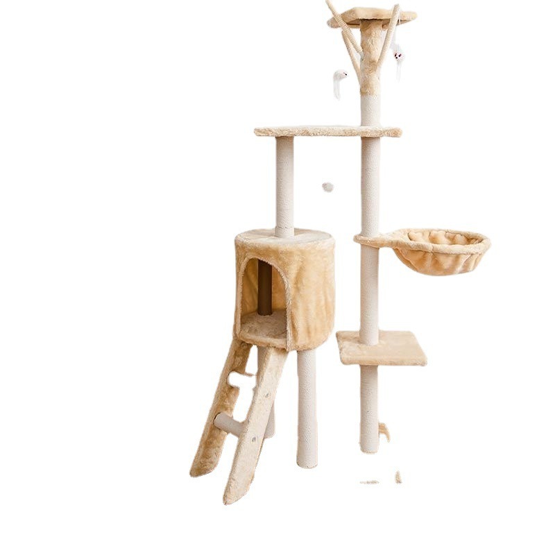 Wholesale Cat Tree Large Cat Tower 53in  Cat Activity Center toy with Hammock  Basket Removable Fur Ball Sticks