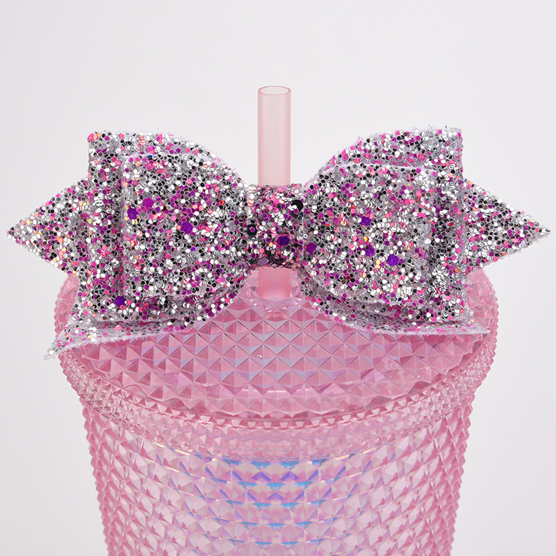 RTS IN STOCK Free Shipping bling glitter bow straw topper charms for tumbers decoration wholesale custom 3d straw topper