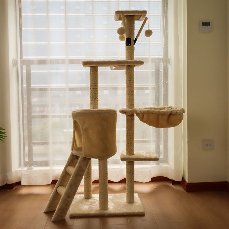 Wholesale Cat Tree Large Cat Tower 53in  Cat Activity Center toy with Hammock  Basket Removable Fur Ball Sticks