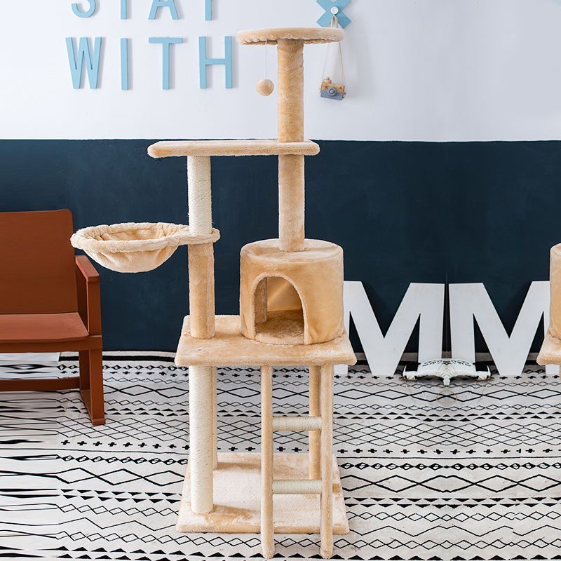 Wholesale Cat Tree Large Cat Tower 53in  Cat Activity Center toy with Hammock  Basket Removable Fur Ball Sticks