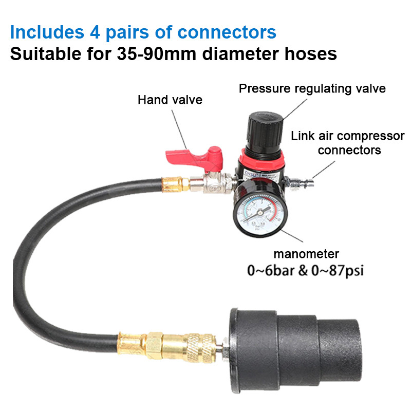 9 Stuks Turbo Systeem Lekkage Tester Turbo Luchtdruk Boost Lek Test Kit met Manometer Tester