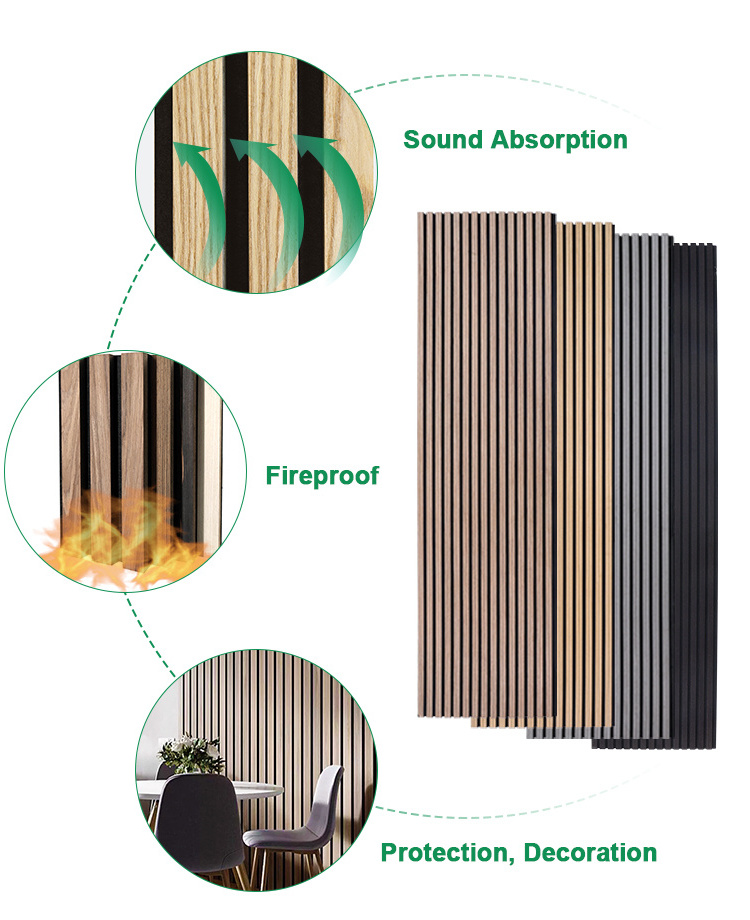 Custom Eco friendly Slat Wall Acoustic Natural Oak surface Wooden Slat Acoustic Panels Slatted Wood panel for sound absorption