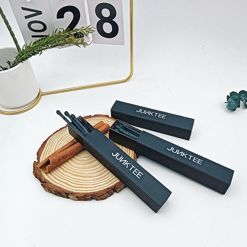 2024 New extra long wooden stick all black matches with custom white logo boxed matches for cigar candle matches