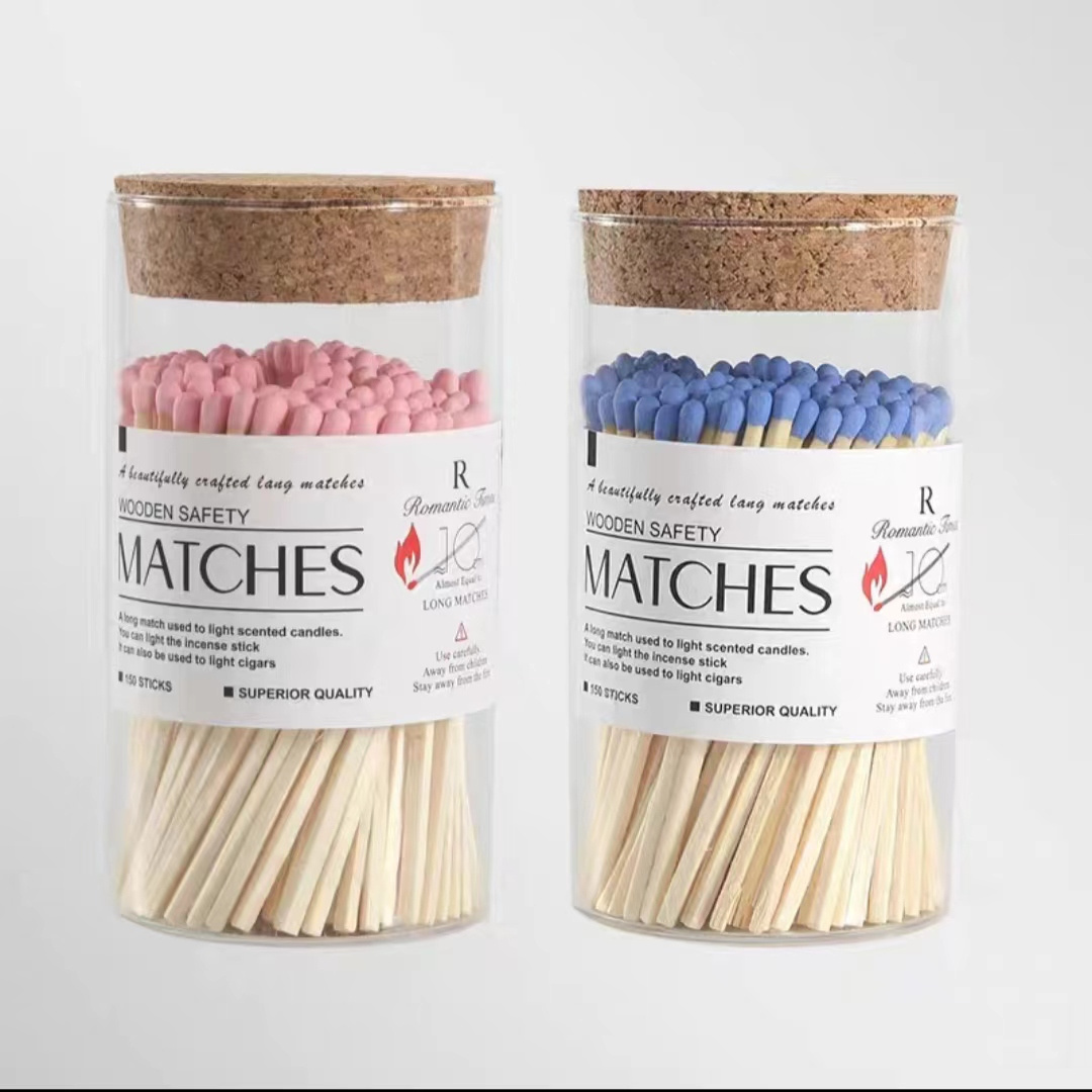 Custom  Matches huge High Glass Jar With Logo High Quality  pink and blue Matches Safety  Luxury personalized Long  Matches