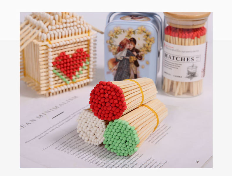 Factory wholesale price matches disposable bulk matches wholesale  customized matchbox 10cm long handle candle color head matche