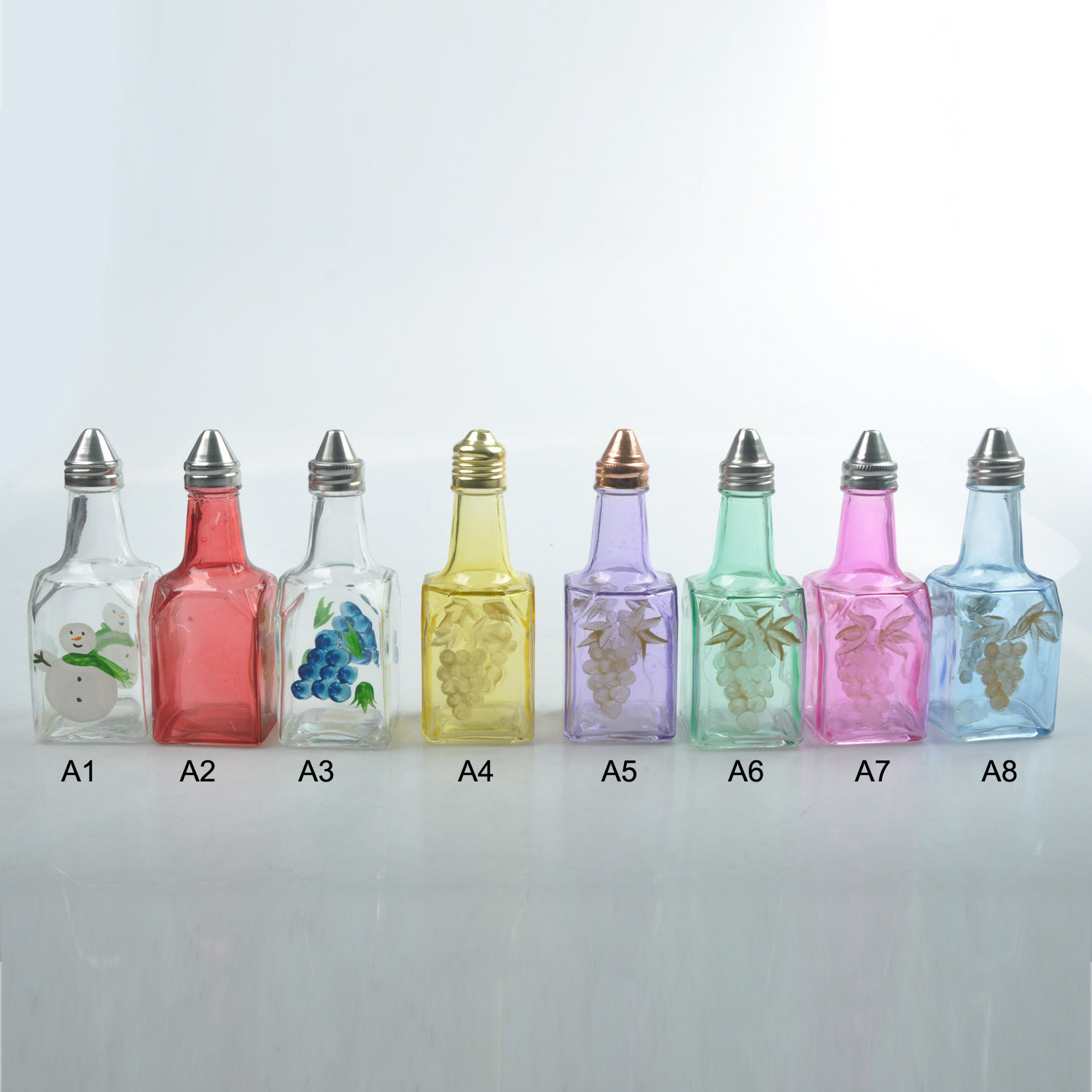 Tabletop Oil and Vinegar Cruet Glass Bottle Cruets Dispenser/Vinegar and Oil Dispenser with Stainless Steel Spout