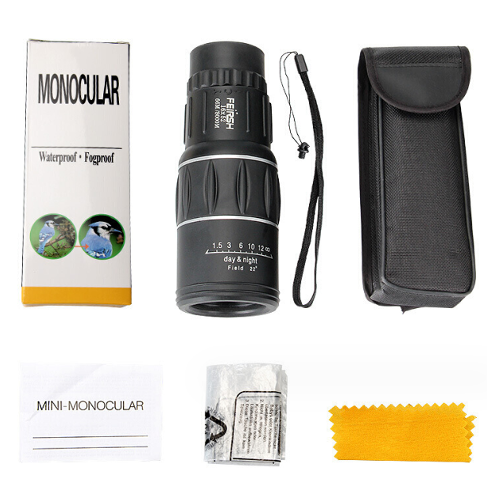 16x52 mini compact monocular phone waterproof hd optical telescope high powered dual focus monocular tele