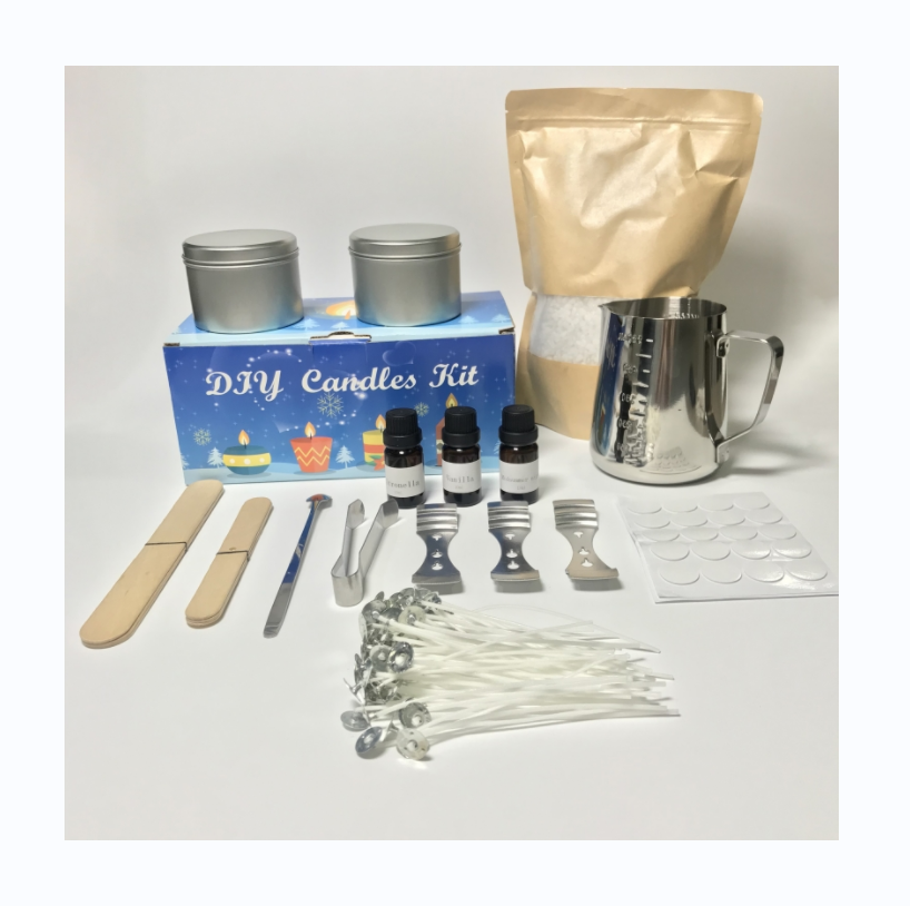 wholesale luxury mini diy soy candle making starter kit with burner and candle jars for adults