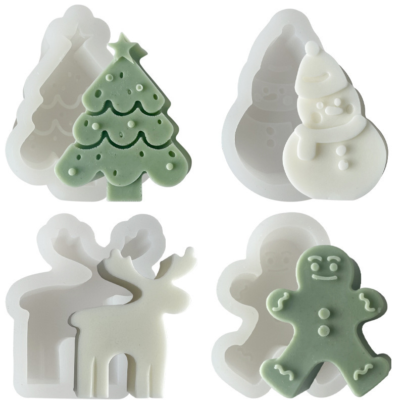 Jiahuimei Christmas candle decorations silicone mold DIY Christmas Cookie Candy silicone baking mold