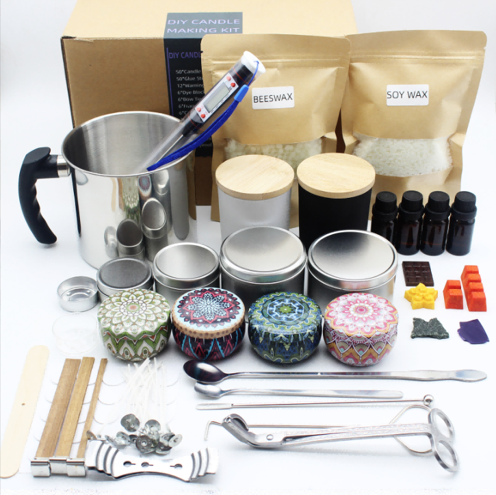 wholesale luxury mini diy soy candle making starter kit with burner and candle jars for adults