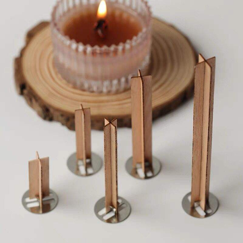 Custom Crossed Crackling Wood Soy Candle Wick Wooden Candle Wicks Smokeless With Metal Clips