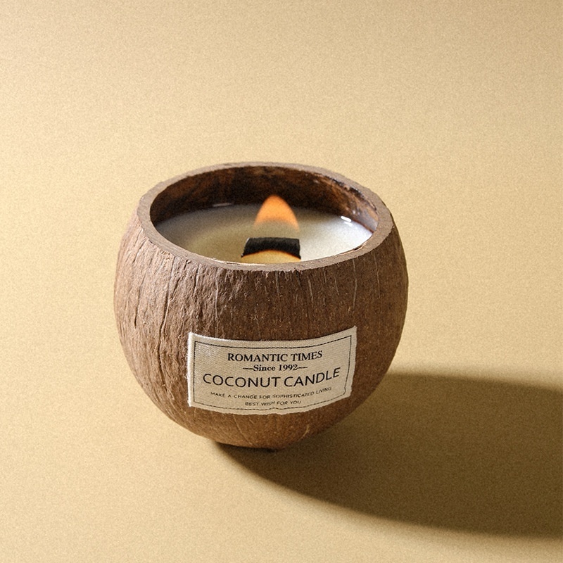 Factory Supply Wholesale Handmade Home Decoration Luxury Coconut Shell Bowls Candle Wood Wick Scented Candle For Gift