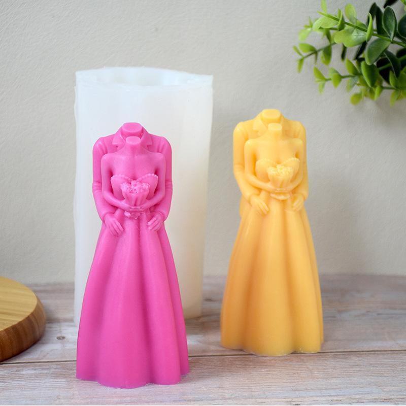 Factory Custom Luxury Valentines Wedding Candle Mold Love Couple Statues Candle Molds For Candle Making