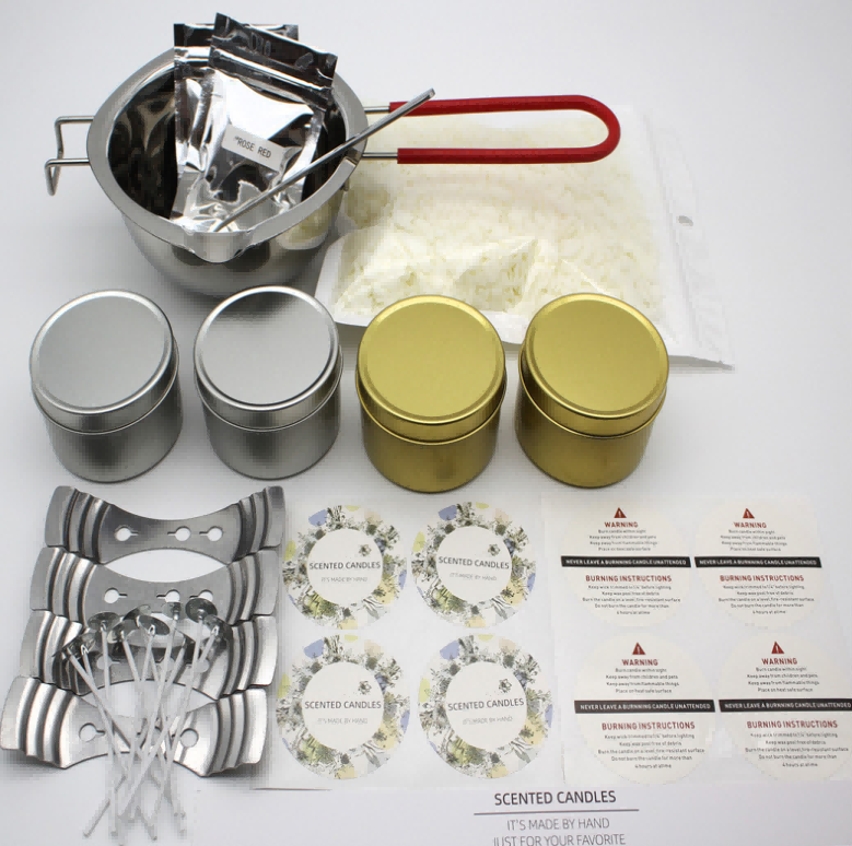 wholesale luxury mini diy soy candle making starter kit with burner and candle jars for adults