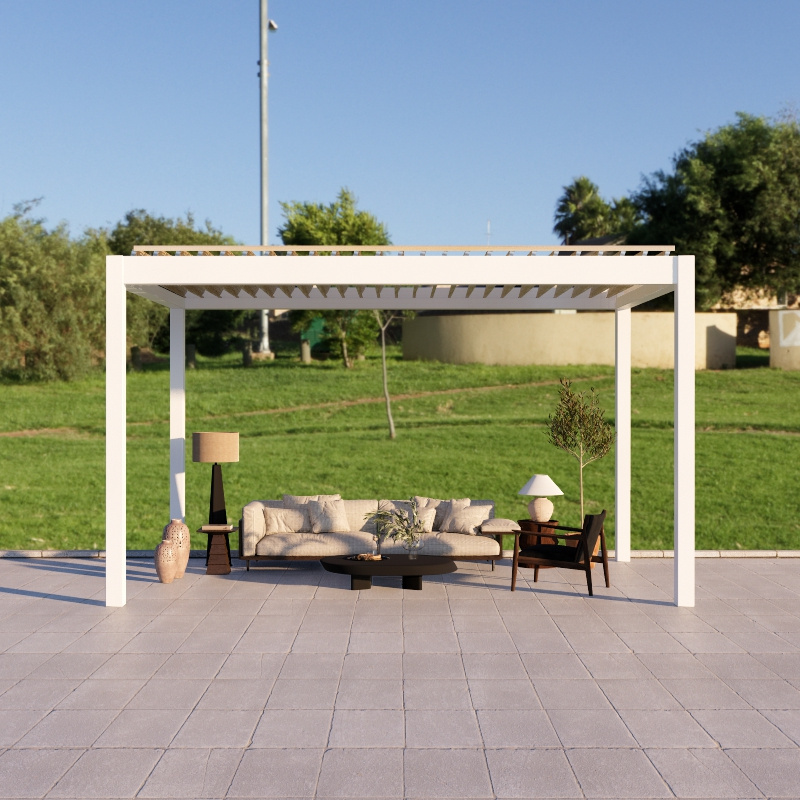 Easily Assembled Opening Louver Roof Motorized Sunshade Gazebo Pergola Outdoor with Roof Cover 12x12 Garden Aluminium