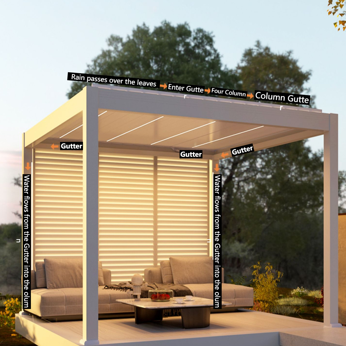 Factory Low Price outdoor gazebo luxury tent electric opening louver sunrooms & glass houses Aluminum Pergola Sunroom