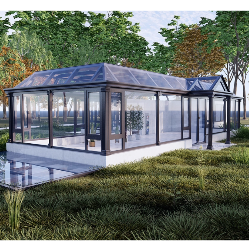 Modern design aluminium outdoor glass sun house glass garden sunroom house